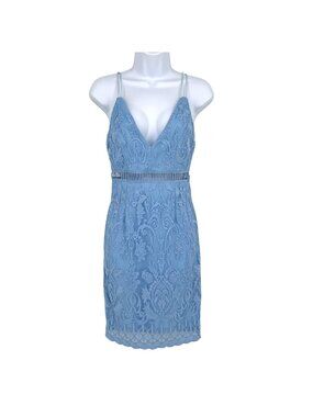 Pink Lily Lace Cutout Mini Dress Light Blue Size Small NWT